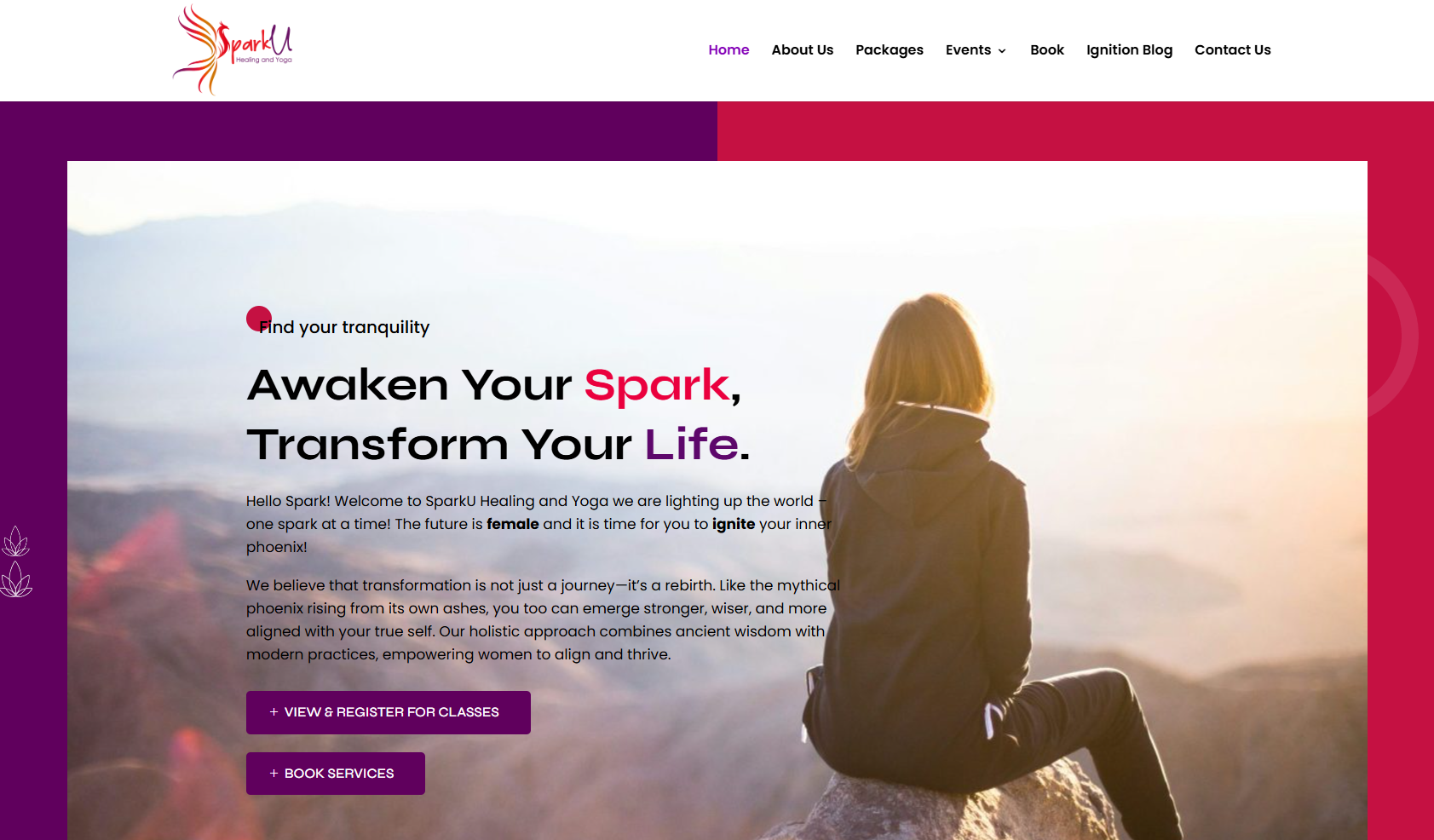 Spark U Healing website